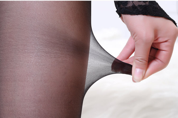 sheer black crotchless pantyhose - 2 pairs