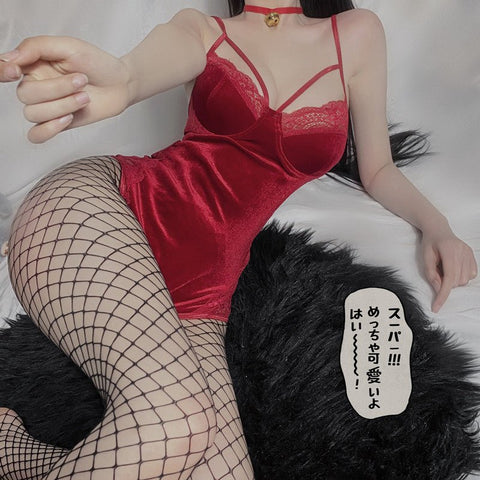 red bunnygirl bodysuit