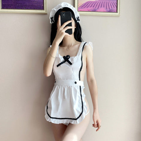 submissive japanese maid apron costume