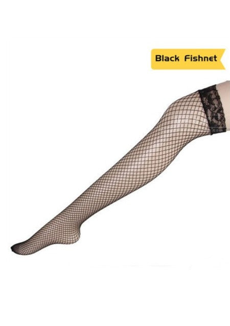 lace top fishnet thigh highs - 2 pairs