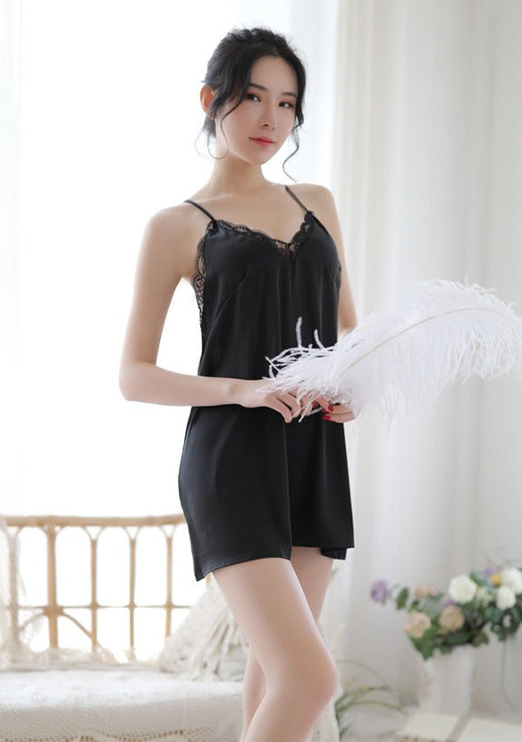 womanizer lace trim satin night dress