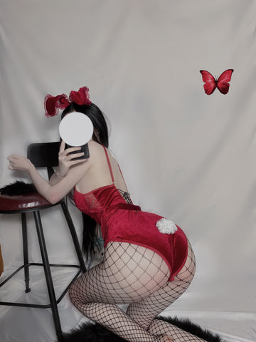 red bunnygirl bodysuit